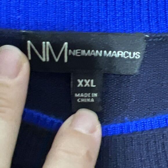 Neiman Marcus Sweater Mens XXL Blue Cashmere Wool Pullover Italy Soft Preppy - Picture 3 of 6